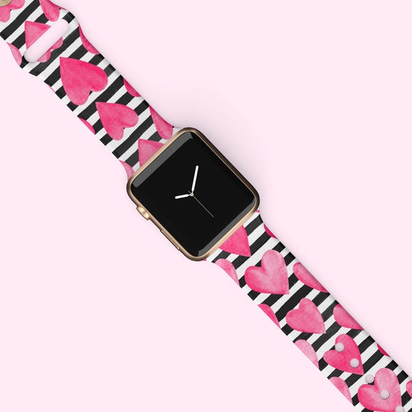 Striped Hearts Watch Band