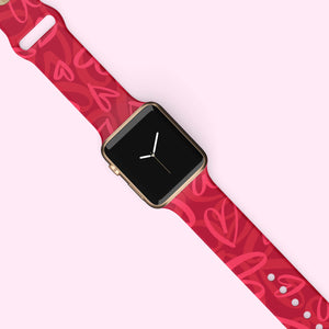 Red Hearts Watch Band